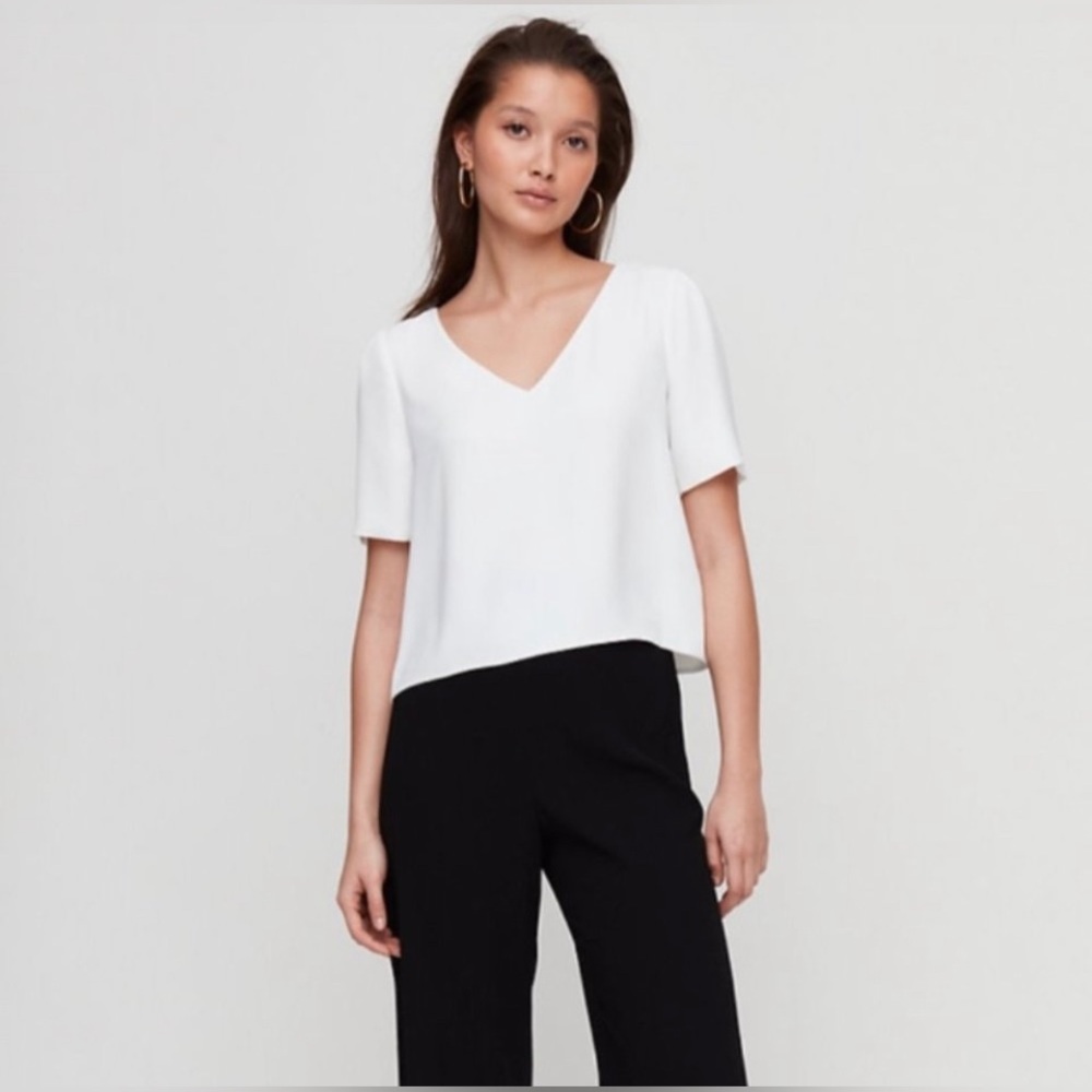 New Aritzia Sz XS, S Office, Business Babaton Randy Blouse, White Spring Casual - Picture 6 of 13